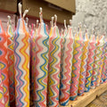 Rainbow Marble Taper zigzag candle
