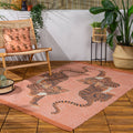 Tibetan Tiger 120x170cm Indoor/Outdoor Washable Rug Coral: Coral