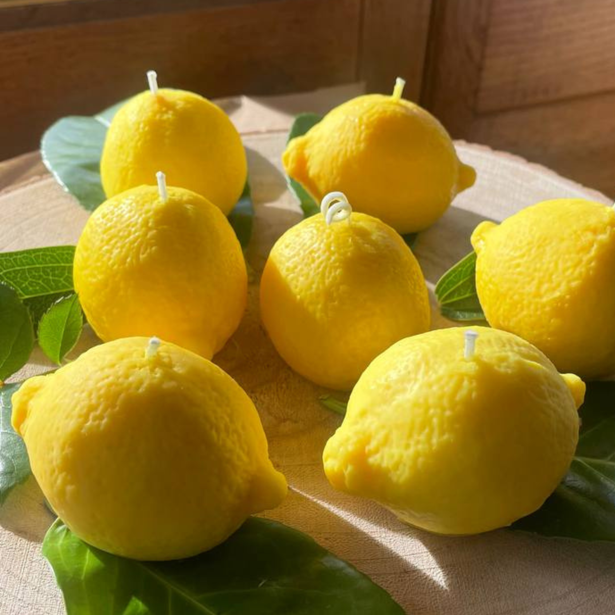 Realistic Lemon Scented Candle - bees/soya wax, cotton wick: Unscented