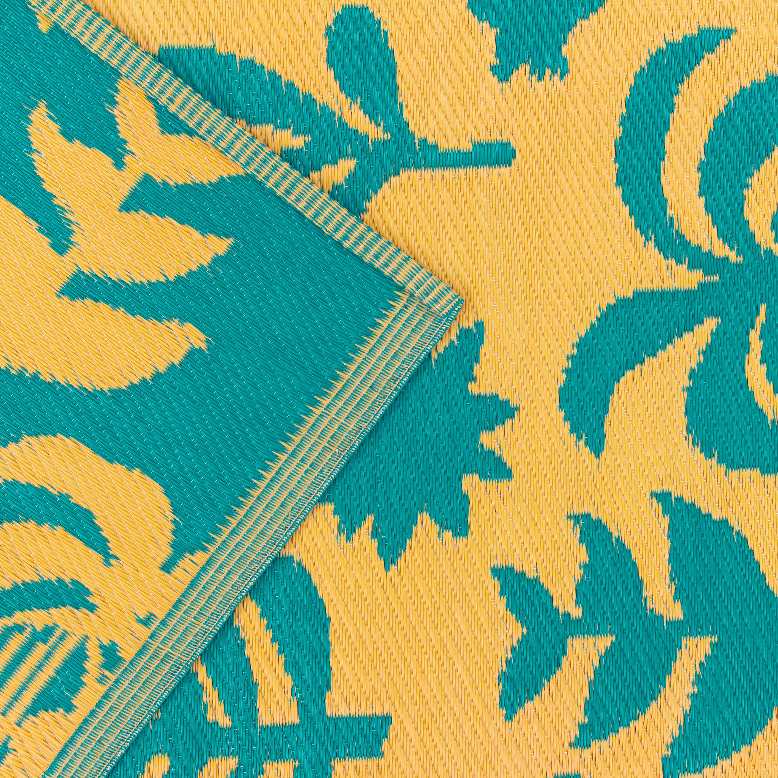 Marula Outdoor/Indoor 100% Recycled Outdoor Rugs Yellow/Teal: Yellow/Teal / 120 x 180cm
