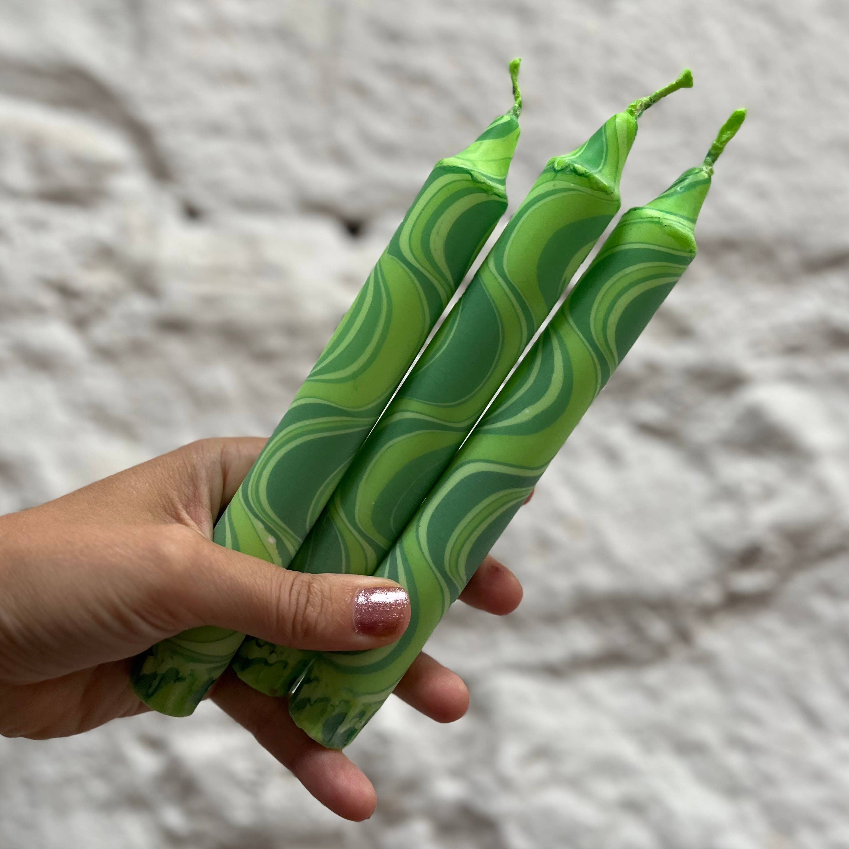 Green Marble Taper candle