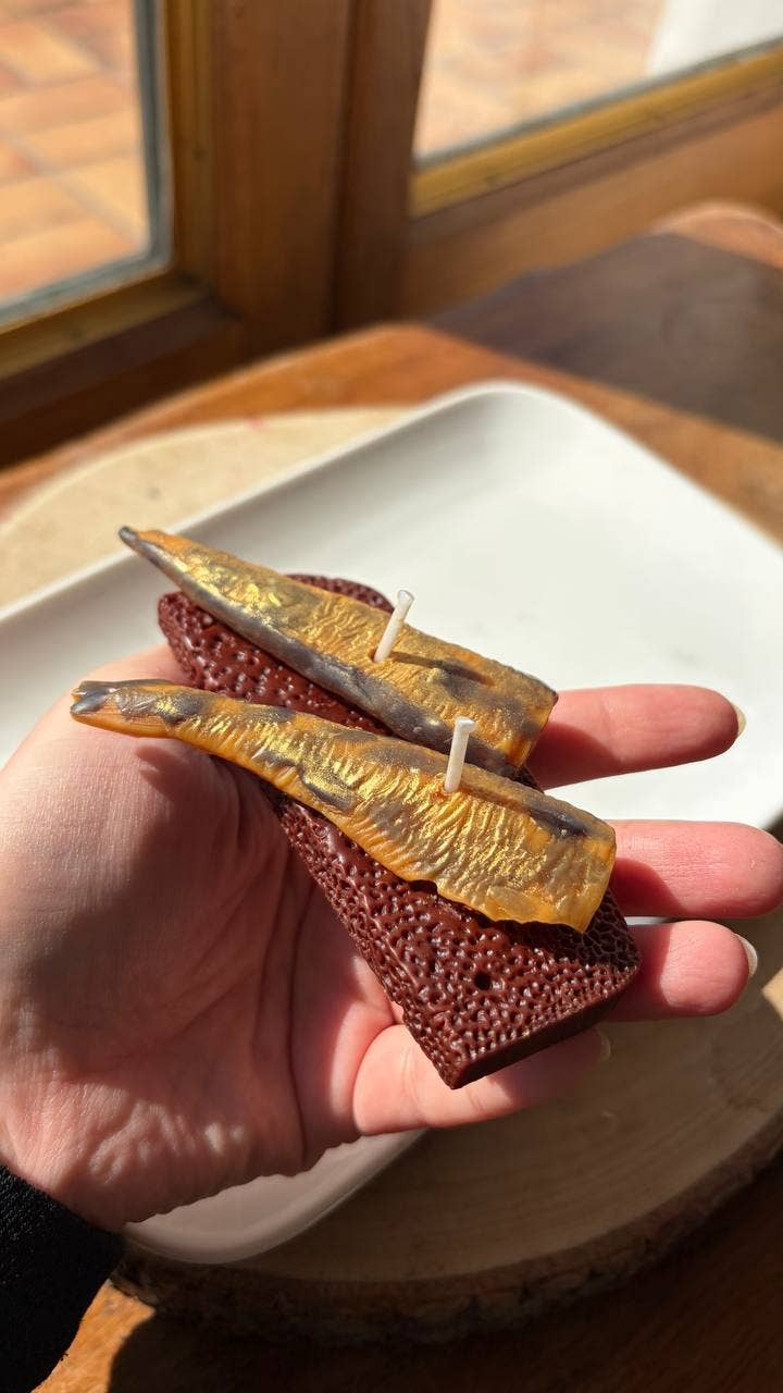 Sardines on Toast realistic candle  | Fake food 