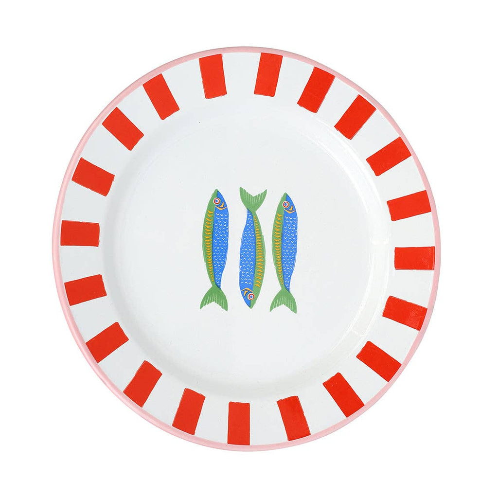Sardine Fish Enamel Plate - 20cm | Summer Dinner Plates |