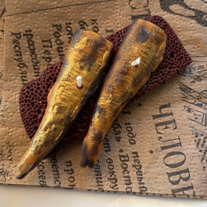 Sardines on Toast realistic candle  | Fake food 
