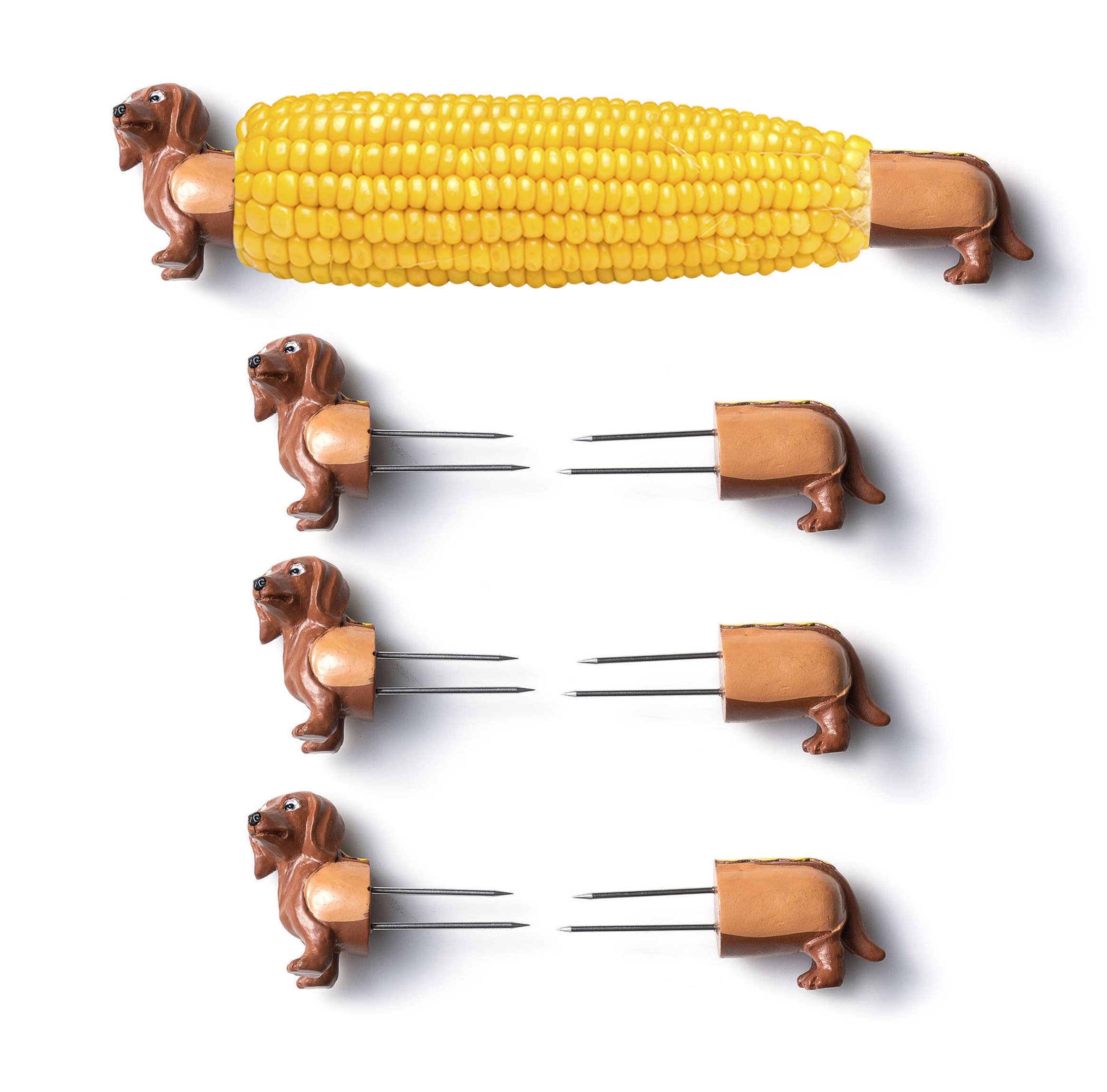Outset Set of 8 Daschund Corn Holder, 1” x 2.5” x 1”