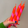 Neon Pink and Orange Halter Skelter candle