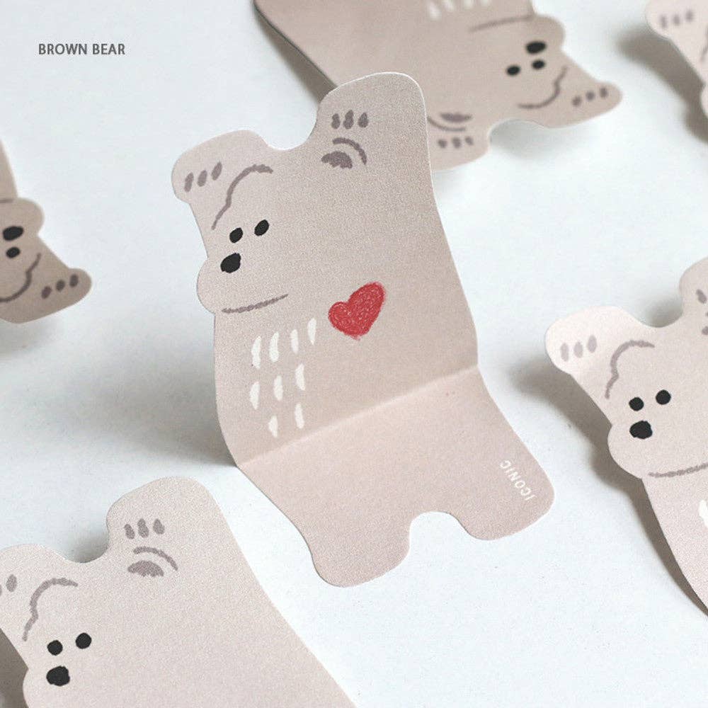 Iconic Animal Design Sticky Note: Brown Bear