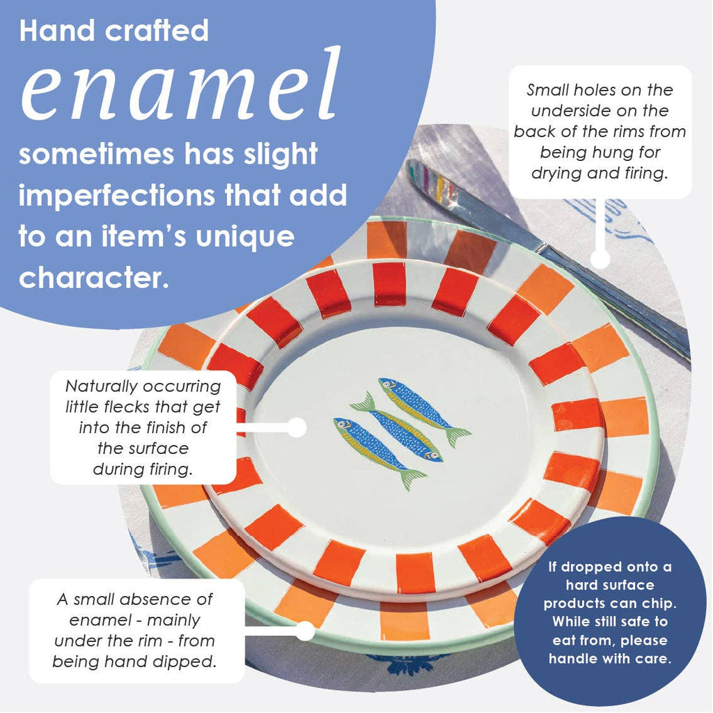Sardine Fish Enamel Plate - 20cm | Summer Dinner Plates |