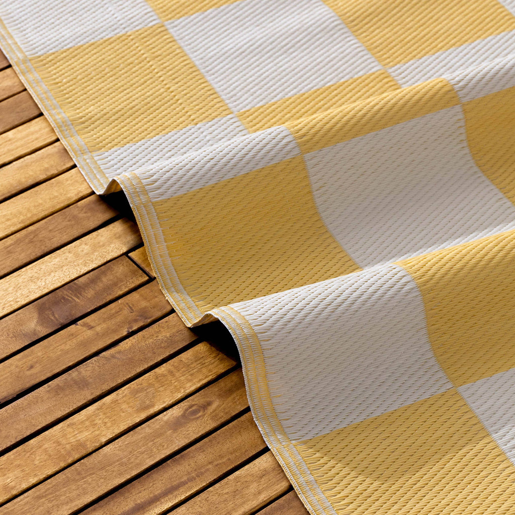 Checkerboard 120x180cm Outdoor 100% Recycled Rug Yellow: Yellow / 120 x 180cm