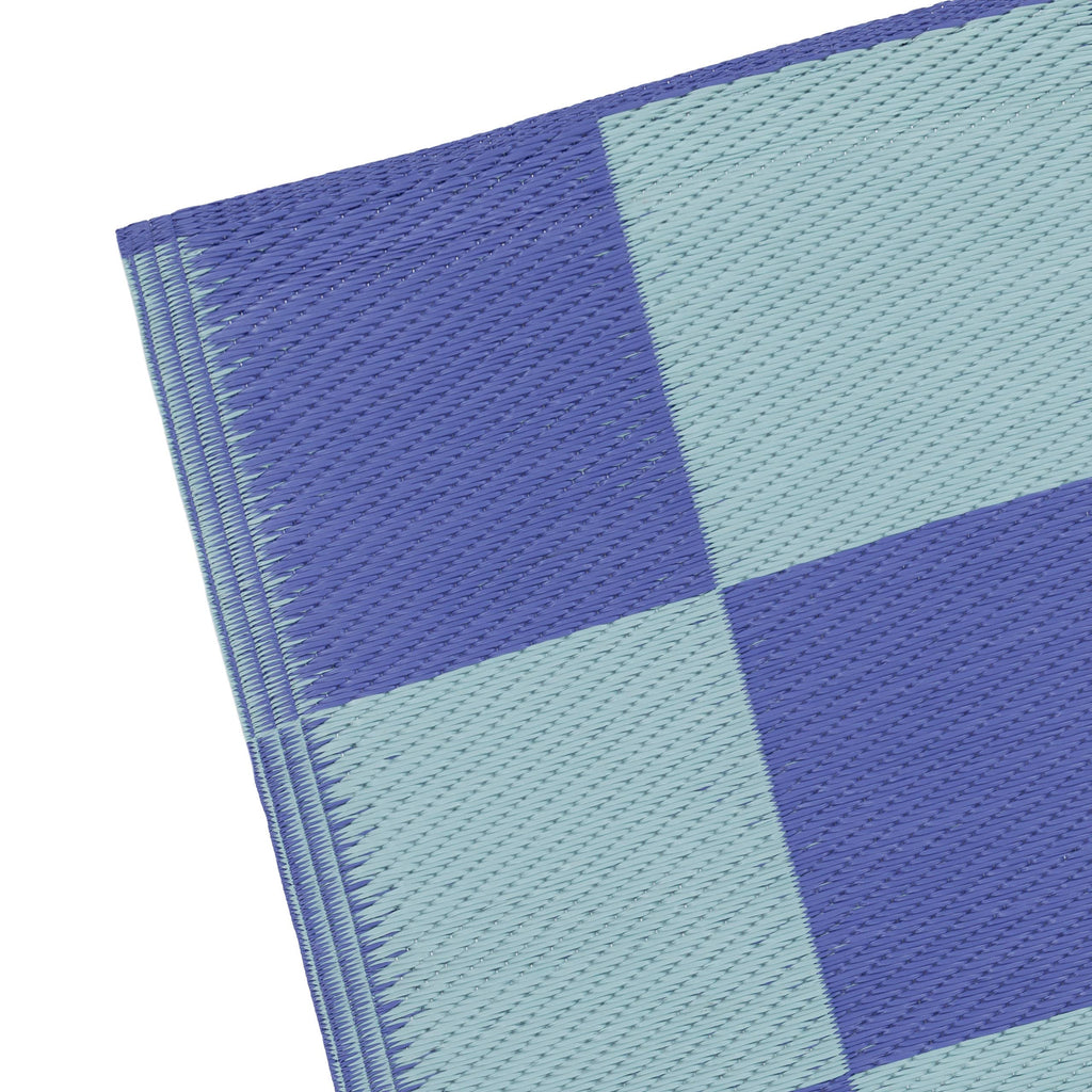 Checkerboard 120x180cm Outdoor 100% Recycled Rug Blue: Blue / 120 x 180cm