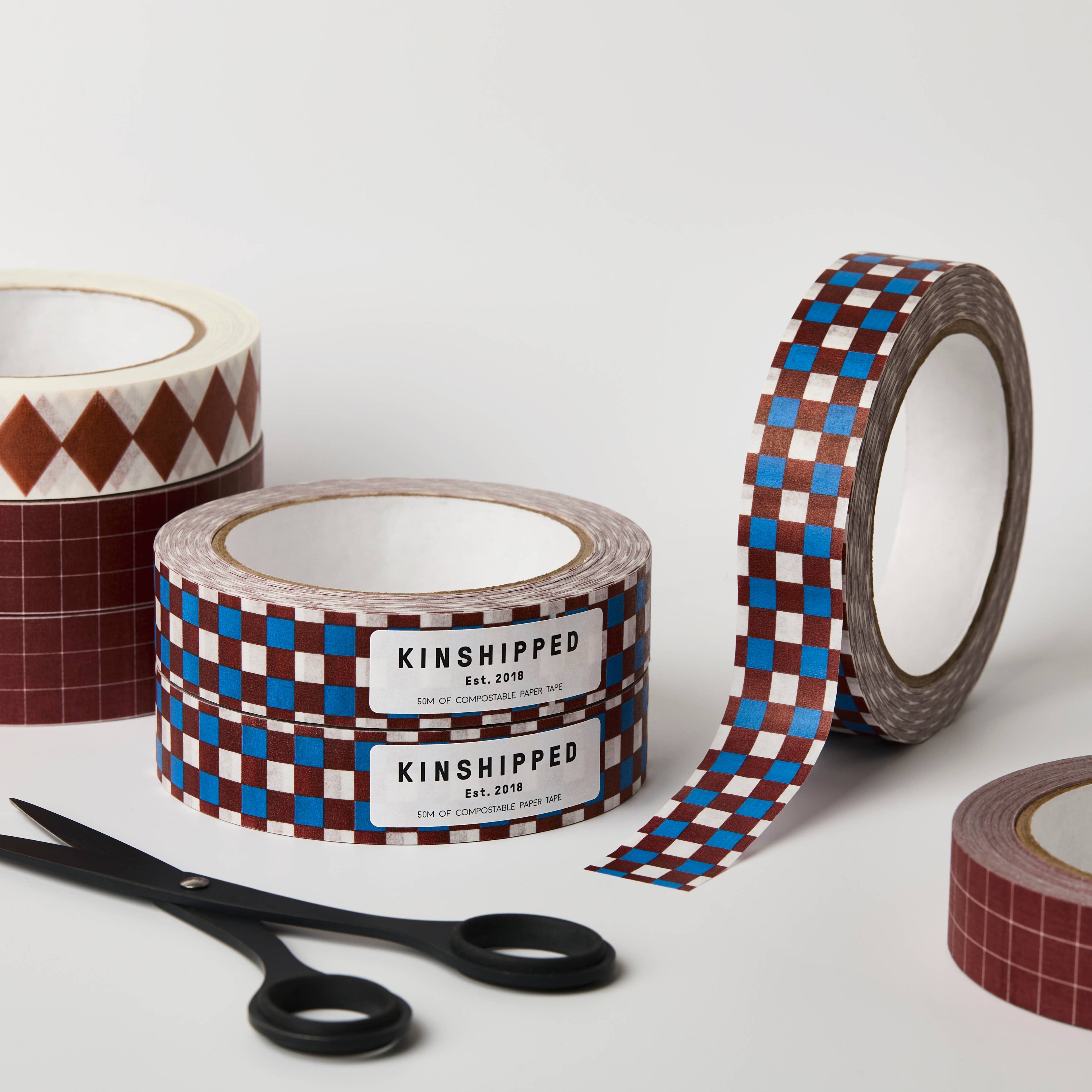 PAPER TAPE - BURGUNDY/BLUE BRUGGE TILE