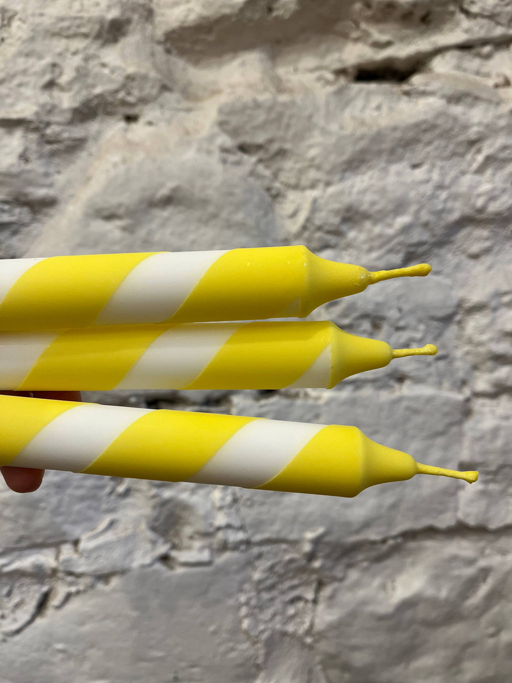 Sunny Yellow & White Helter Skelter Taper Candle