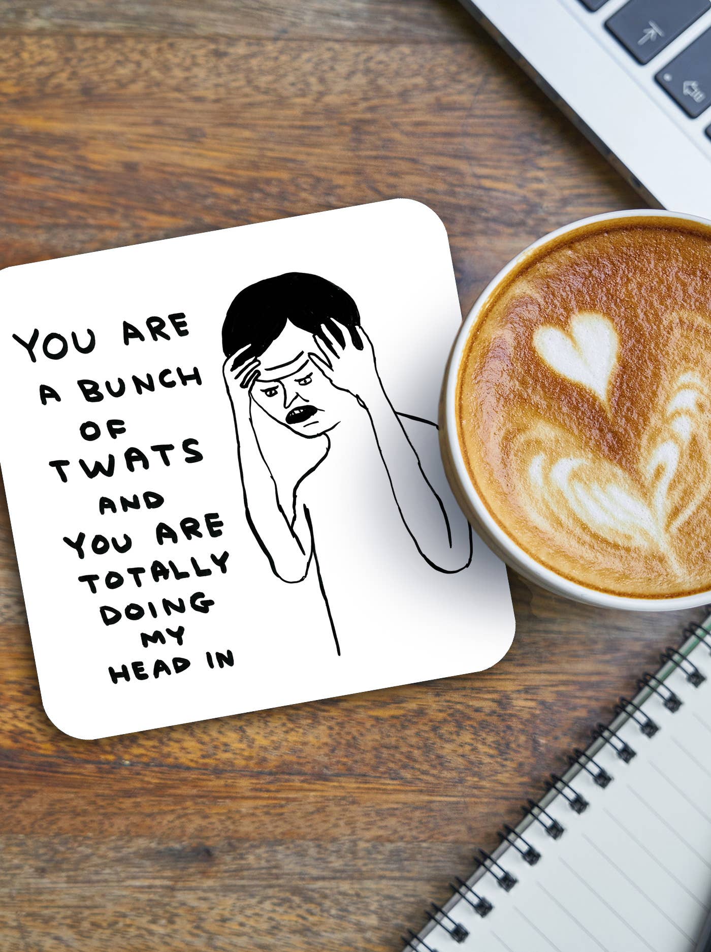 Funny Gift David Shrigley Coaster - Bunch Of Twats