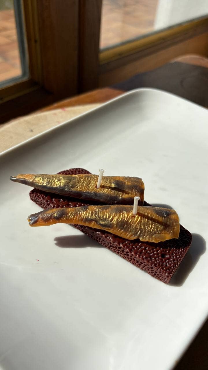 Sardines on Toast realistic candle  | Fake food 