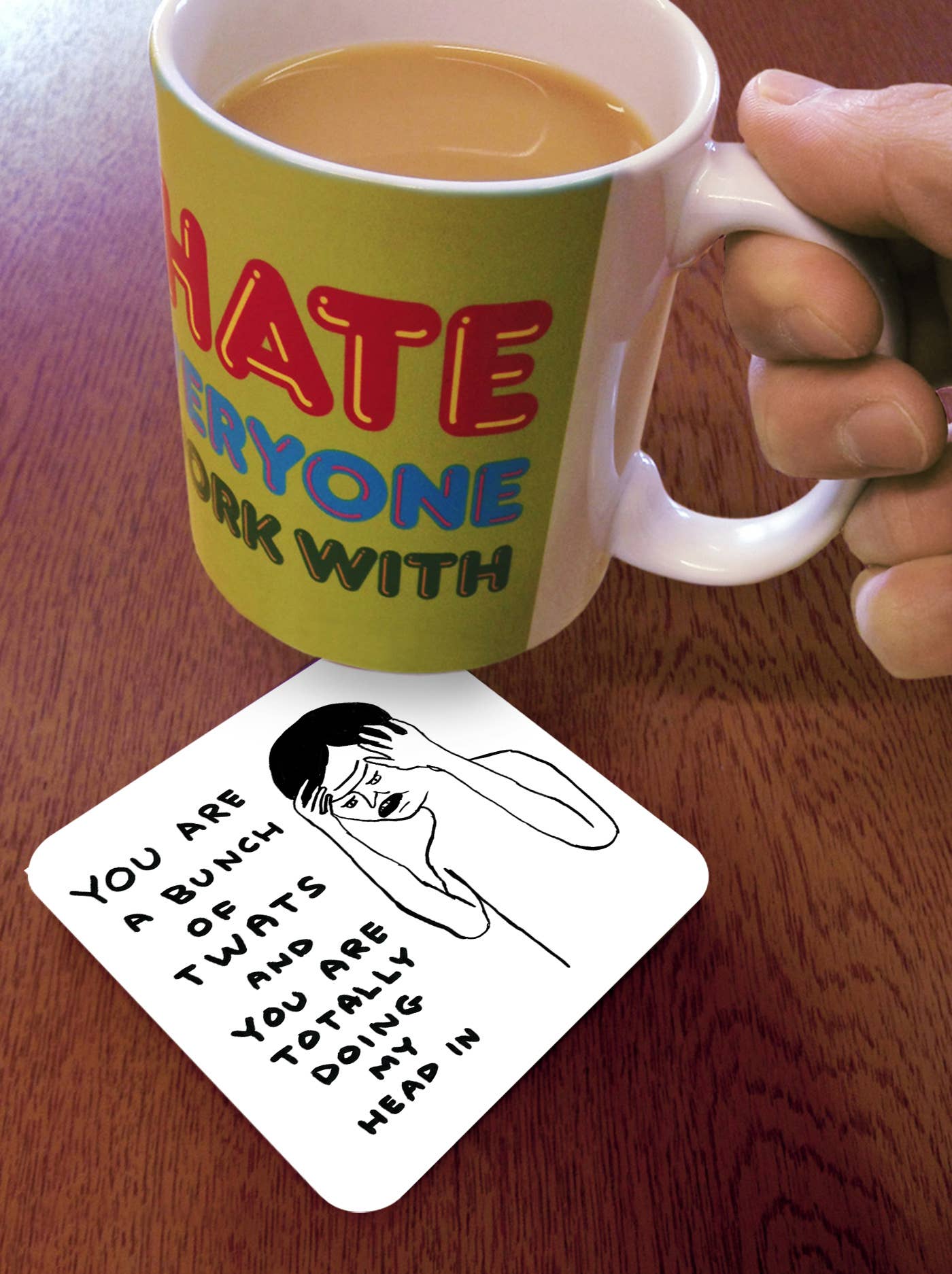 Funny Gift David Shrigley Coaster - Bunch Of Twats