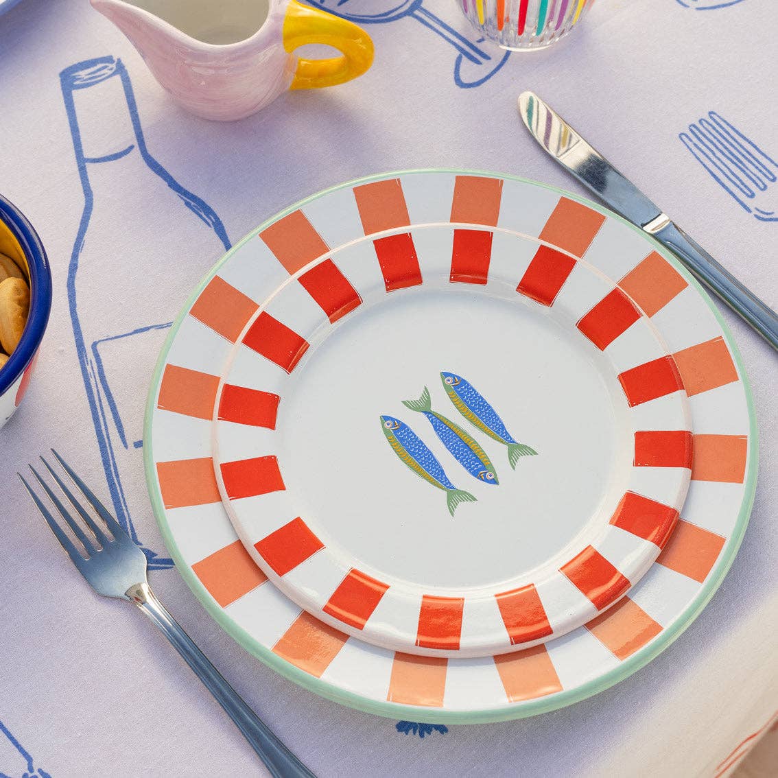 Sardine Fish Enamel Plate - 20cm | Summer Dinner Plates |