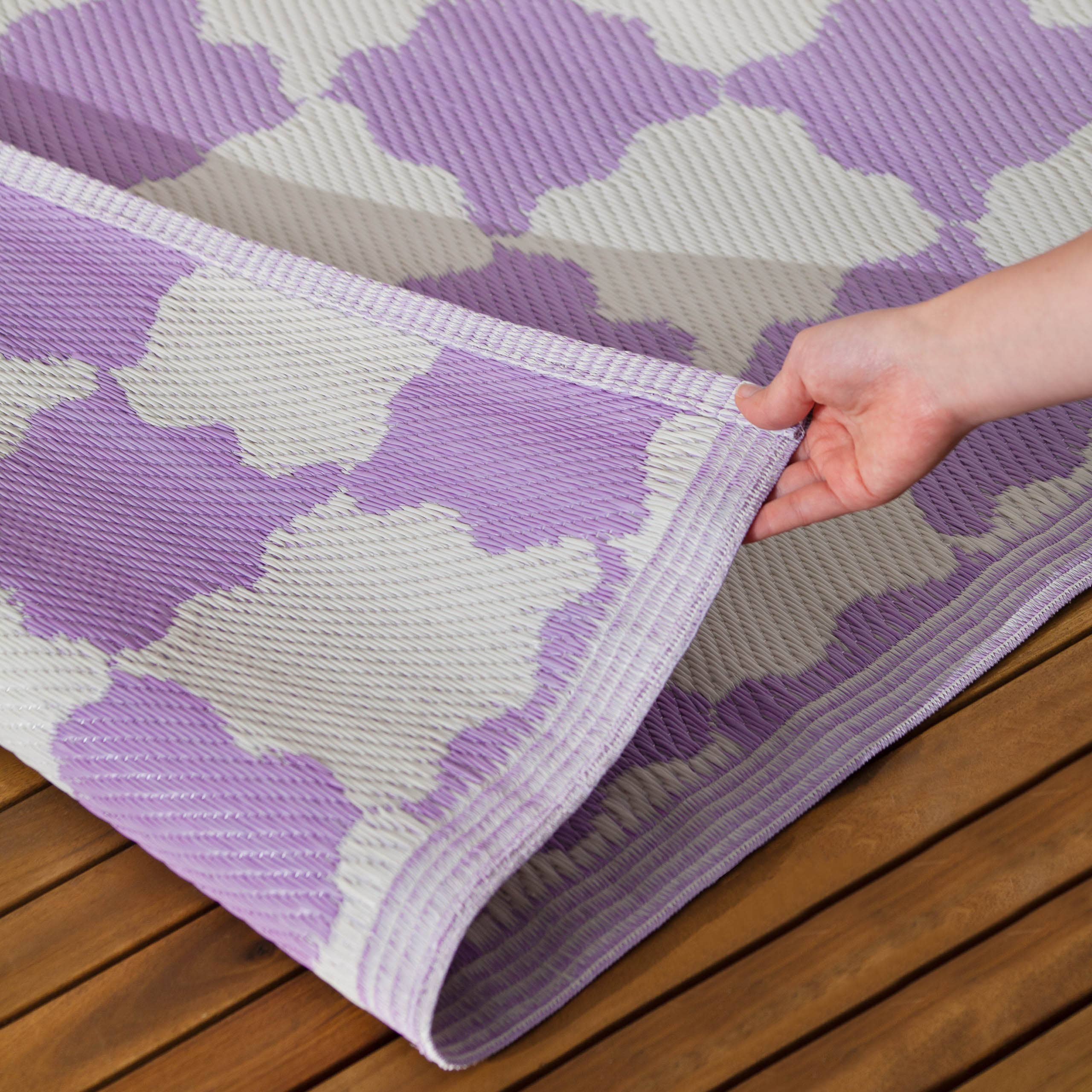 Check Indoor/Outdoor 100% Recycled Rug Lilac: Lilac / 120 x 180cm