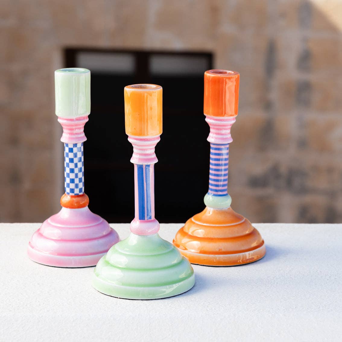 Enamel Candle Holder - 18cm | Summer Home Decor Gifts |