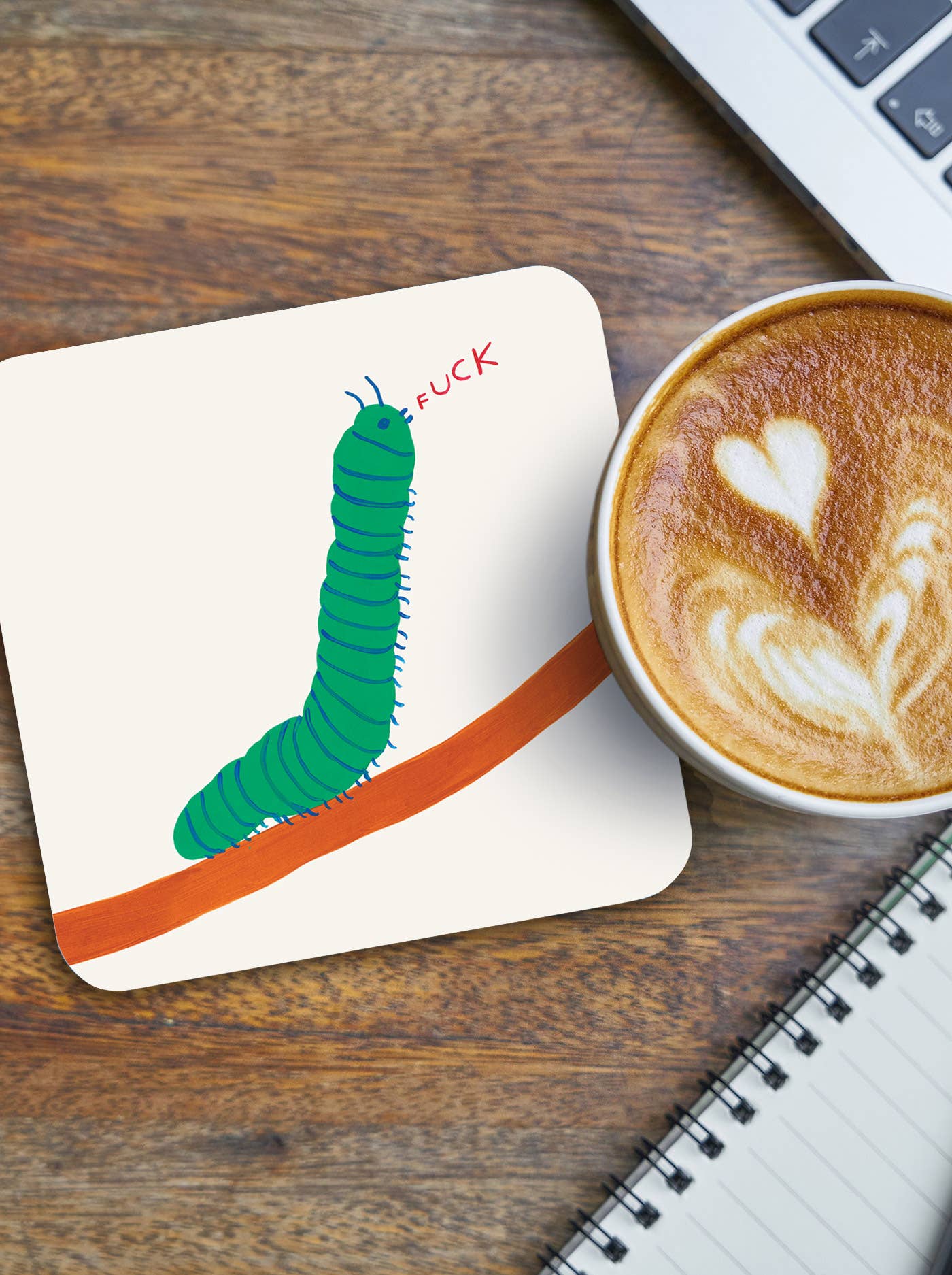 Funny Gift David Shrigley Coaster - Caterpillar Fuck