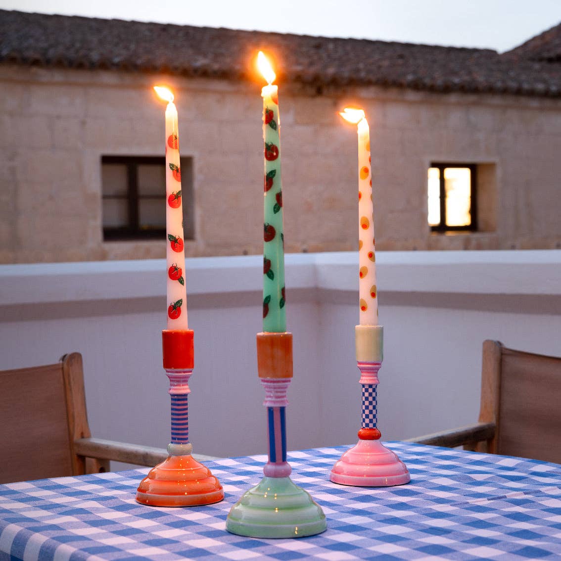 Enamel Candle Holder - 18cm | Summer Home Decor Gifts |