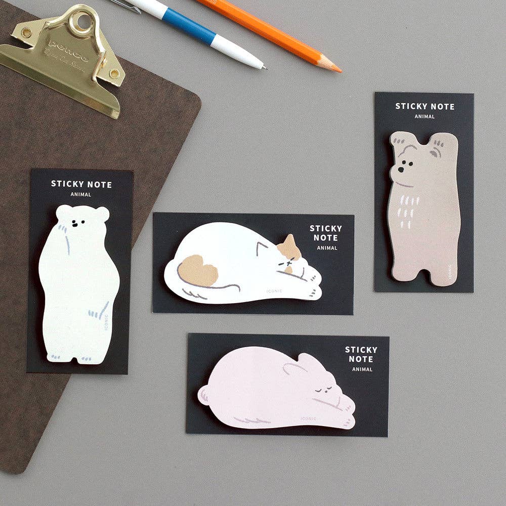 Iconic Animal Design Sticky Note: Brown Bear