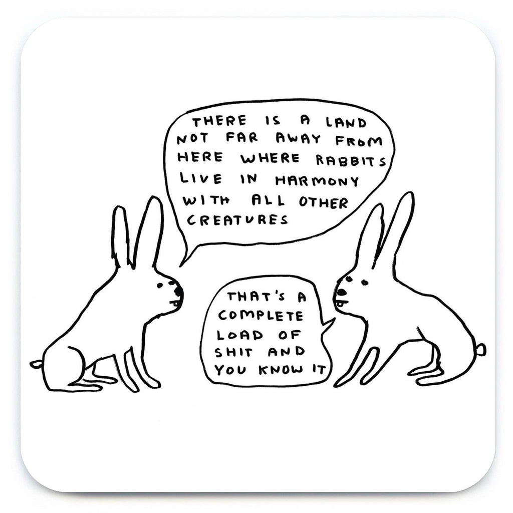 Funny Gift David Shrigley Coaster - Live In Harmony