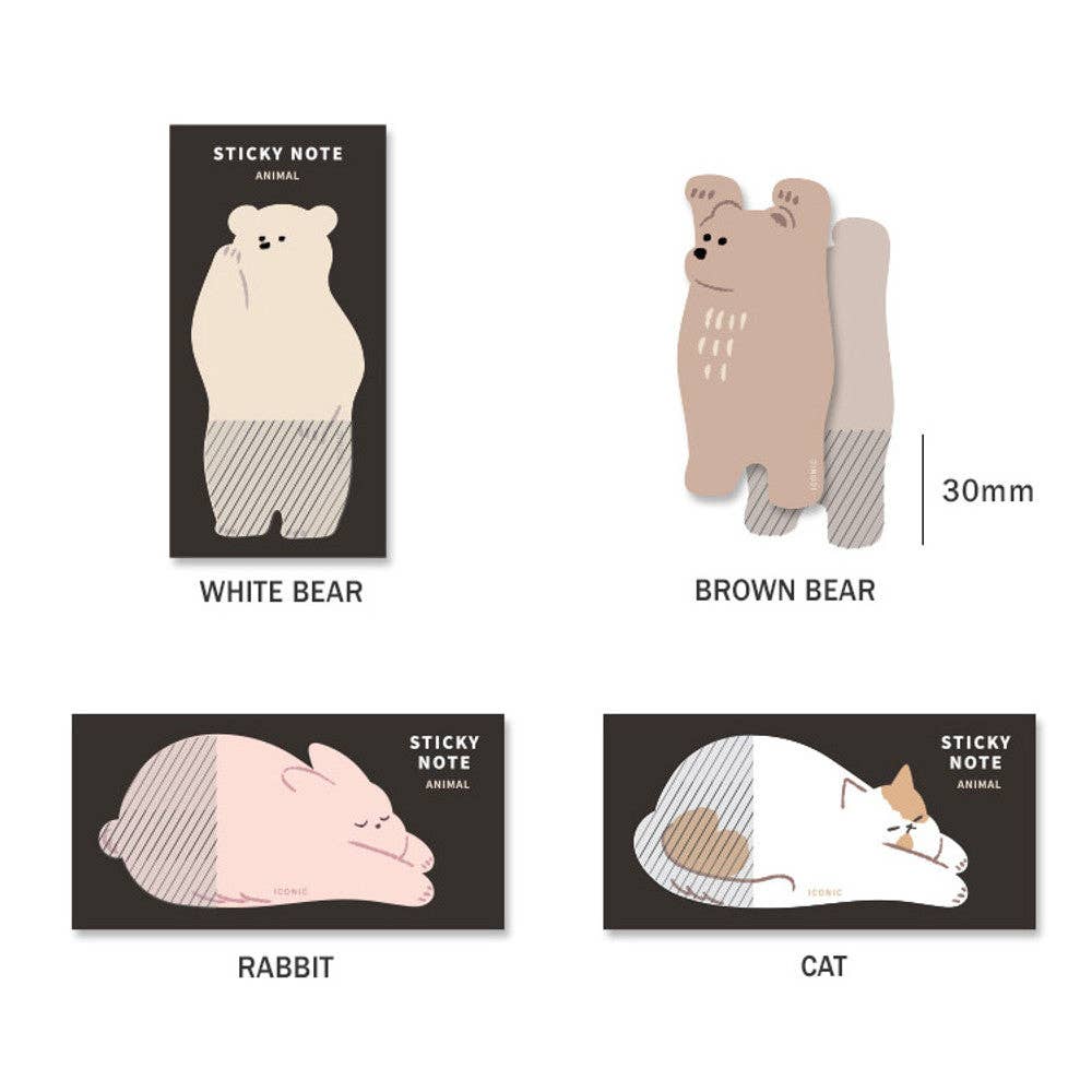 Iconic Animal Design Sticky Note: Brown Bear