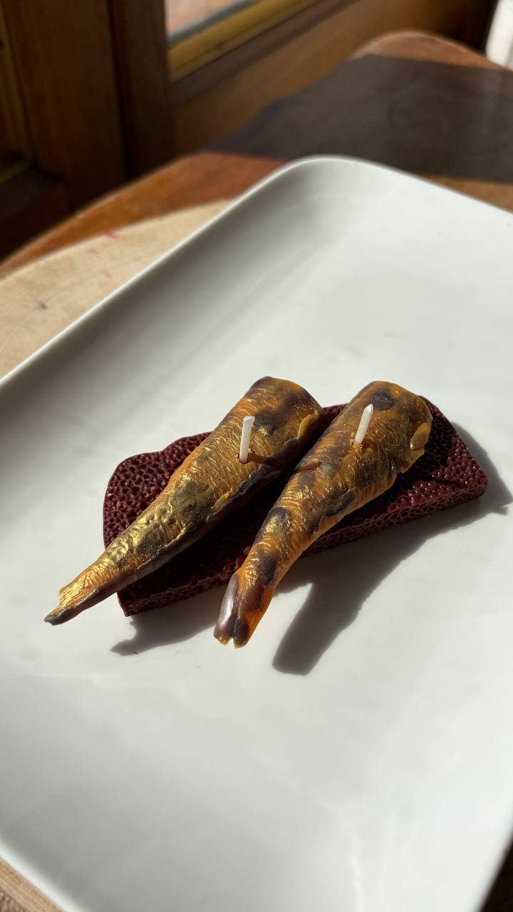 Sardines on Toast realistic candle  | Fake food 