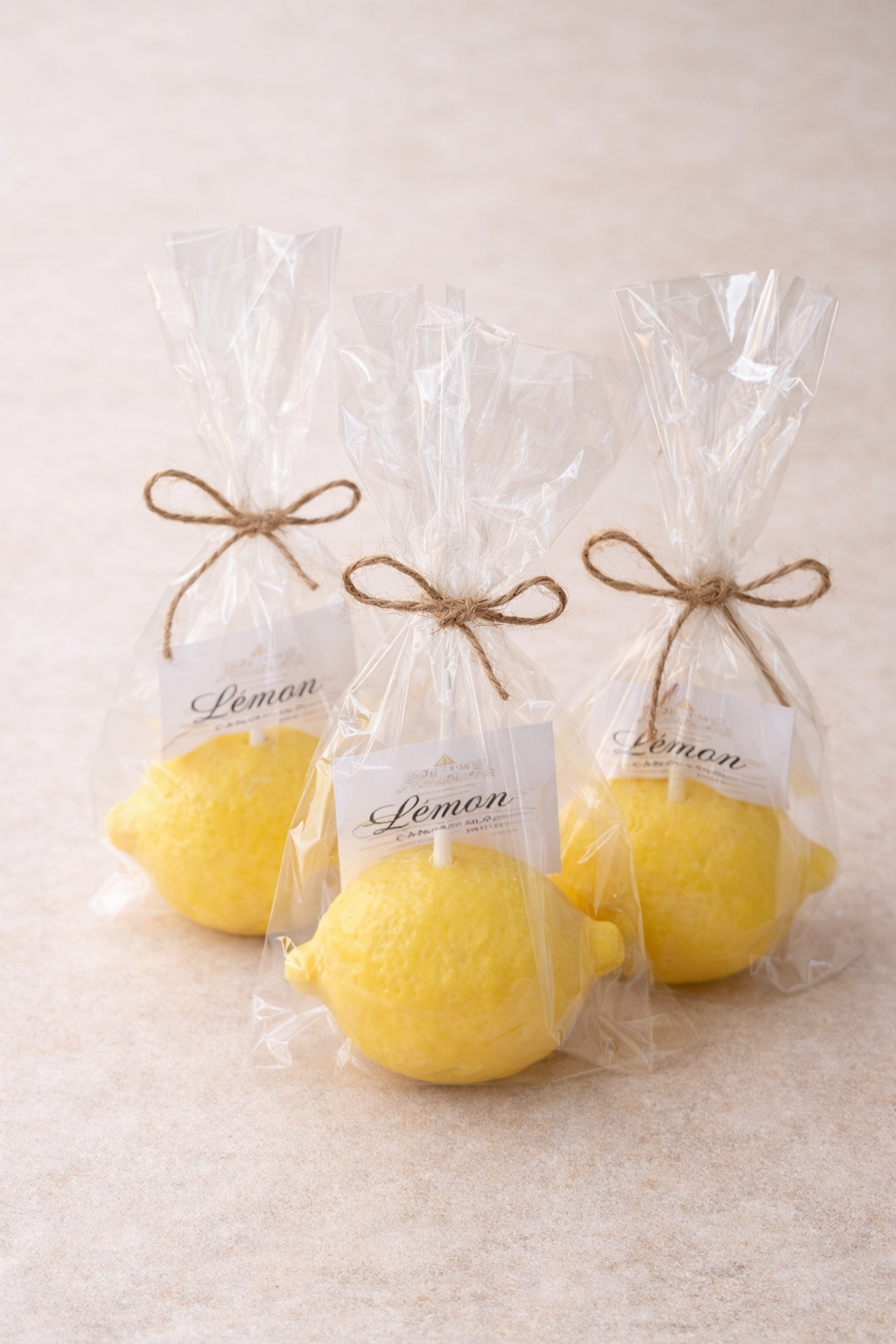 Realistic Lemon Scented Candle - bees/soya wax, cotton wick: Unscented