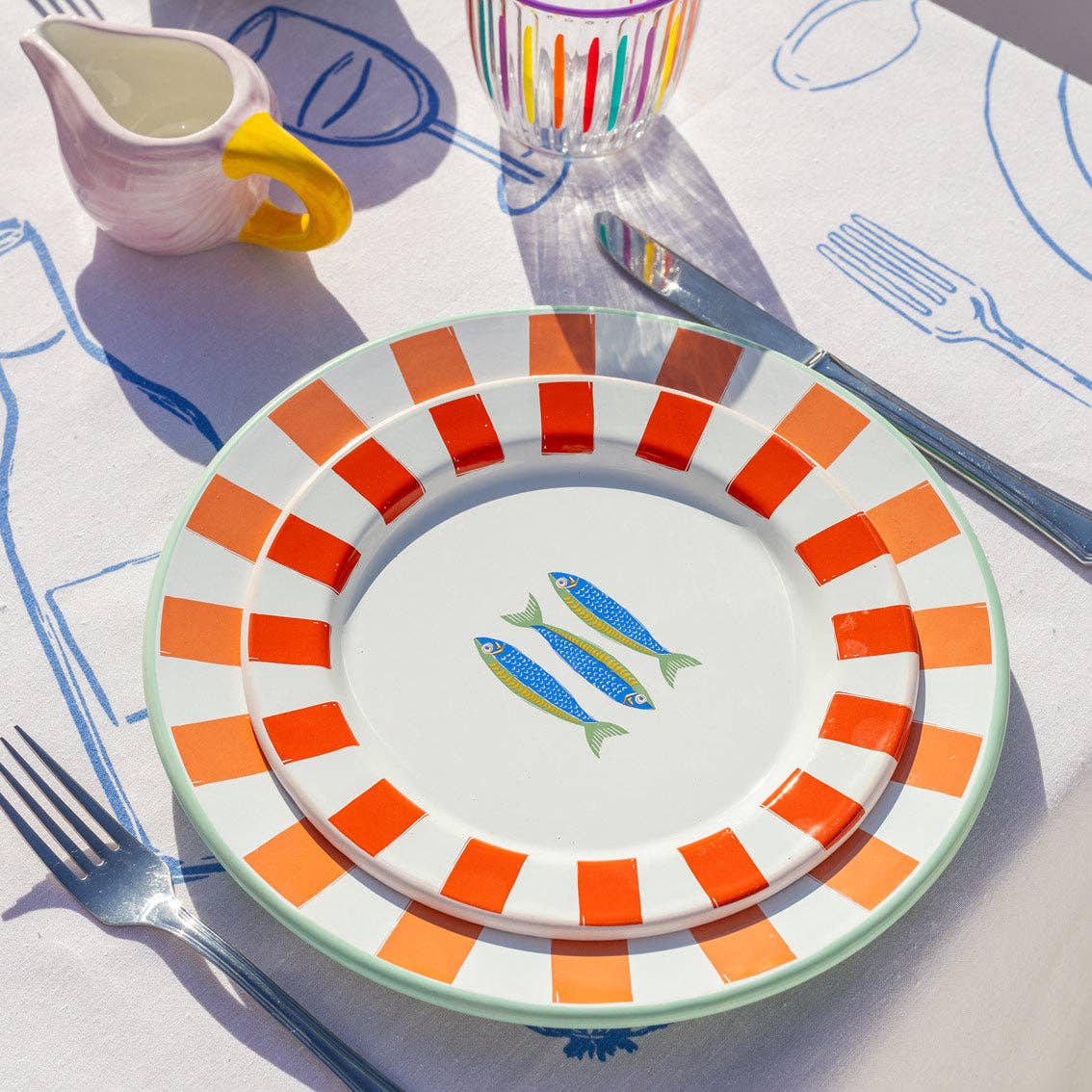 Sardine Fish Enamel Plate - 20cm | Summer Dinner Plates |