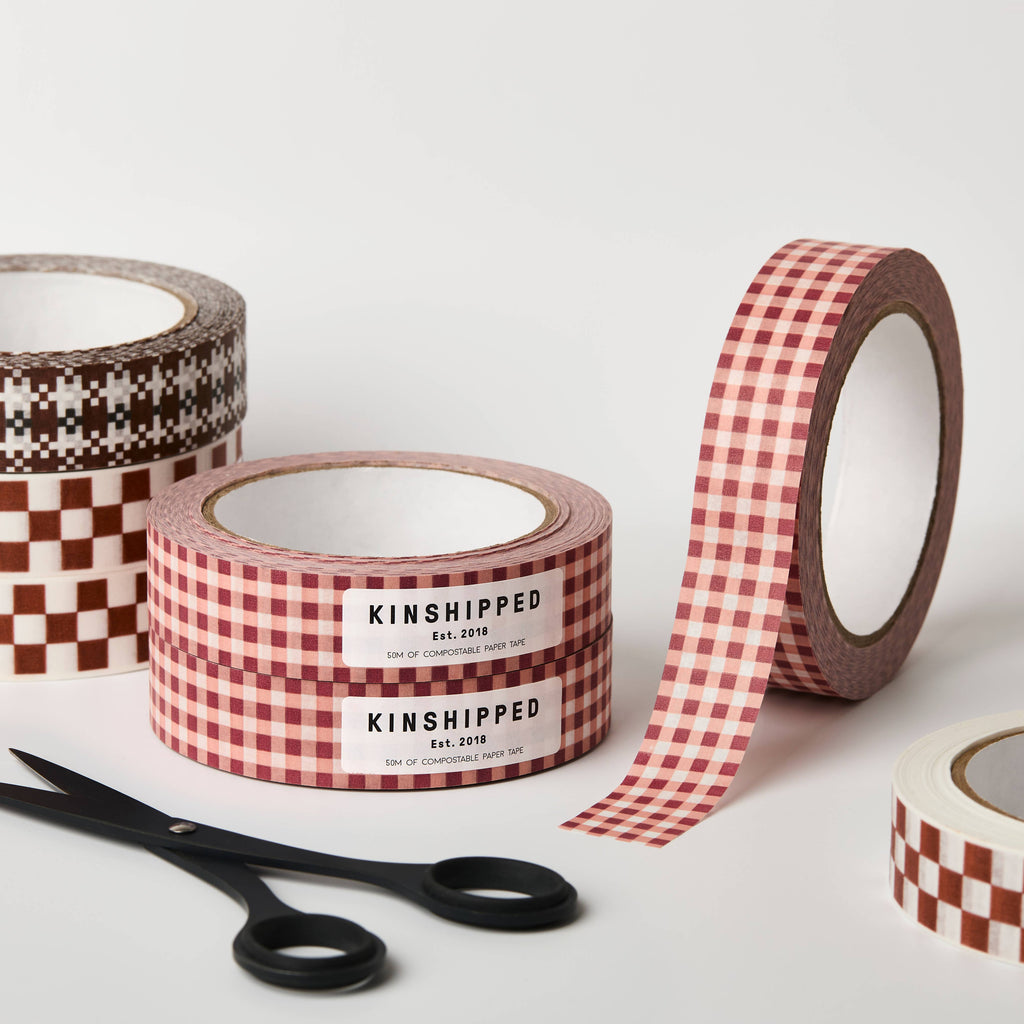 PAPER TAPE - BURGUNDY/RUSSET GINGHAM
