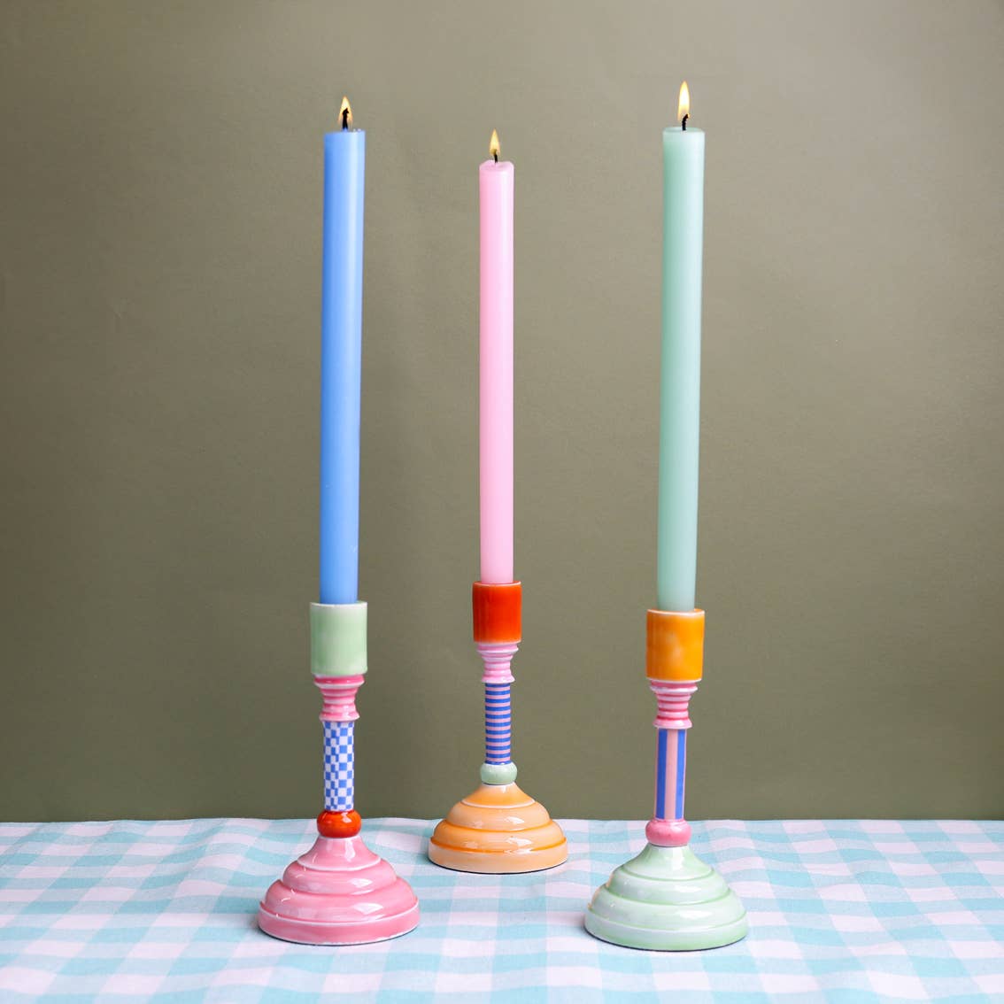 Enamel Candle Holder - 18cm | Summer Home Decor Gifts |