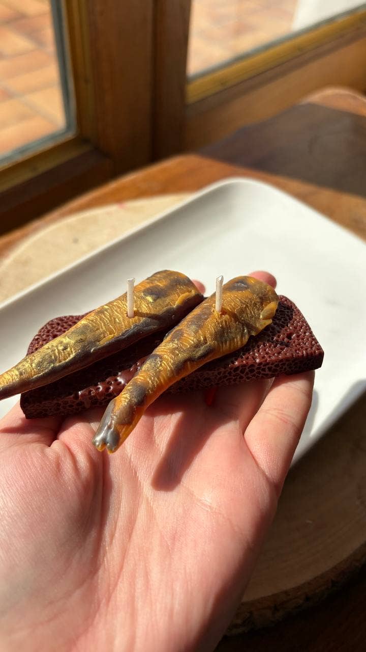 Sardines on Toast realistic candle  | Fake food 