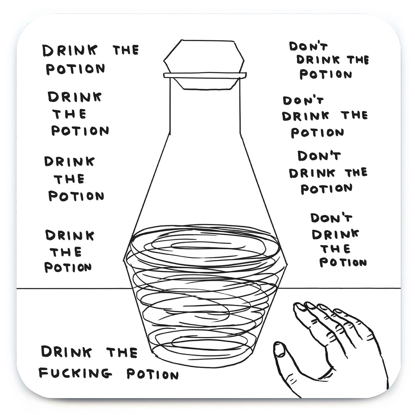 Sale Funny Gift David Shrigley Coaster - Drink The Potion
