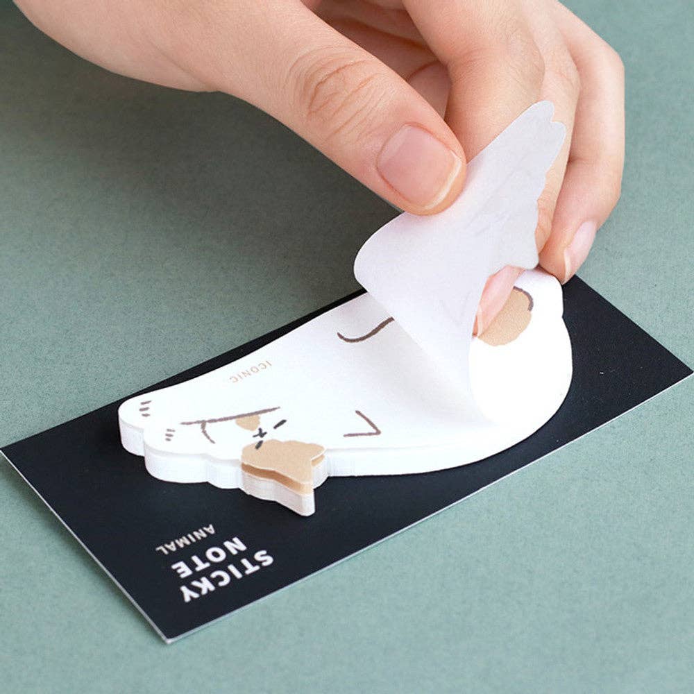 Iconic Animal Design Sticky Note: Brown Bear