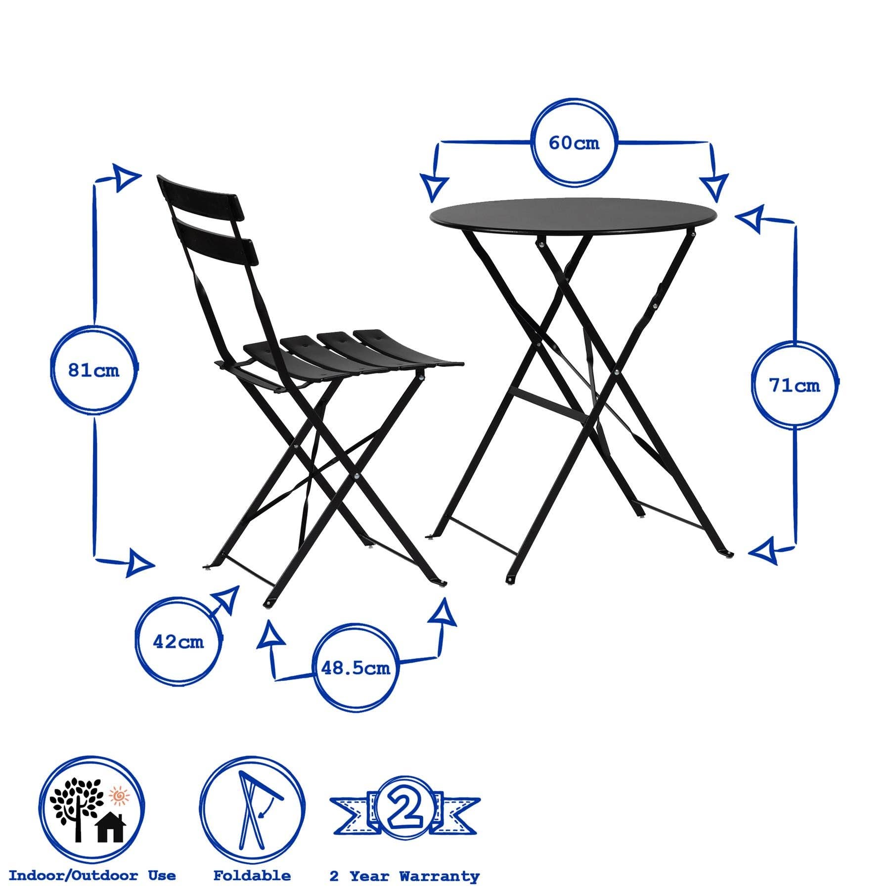 2 Seater Sussex Bistro Set - Round: Yellow