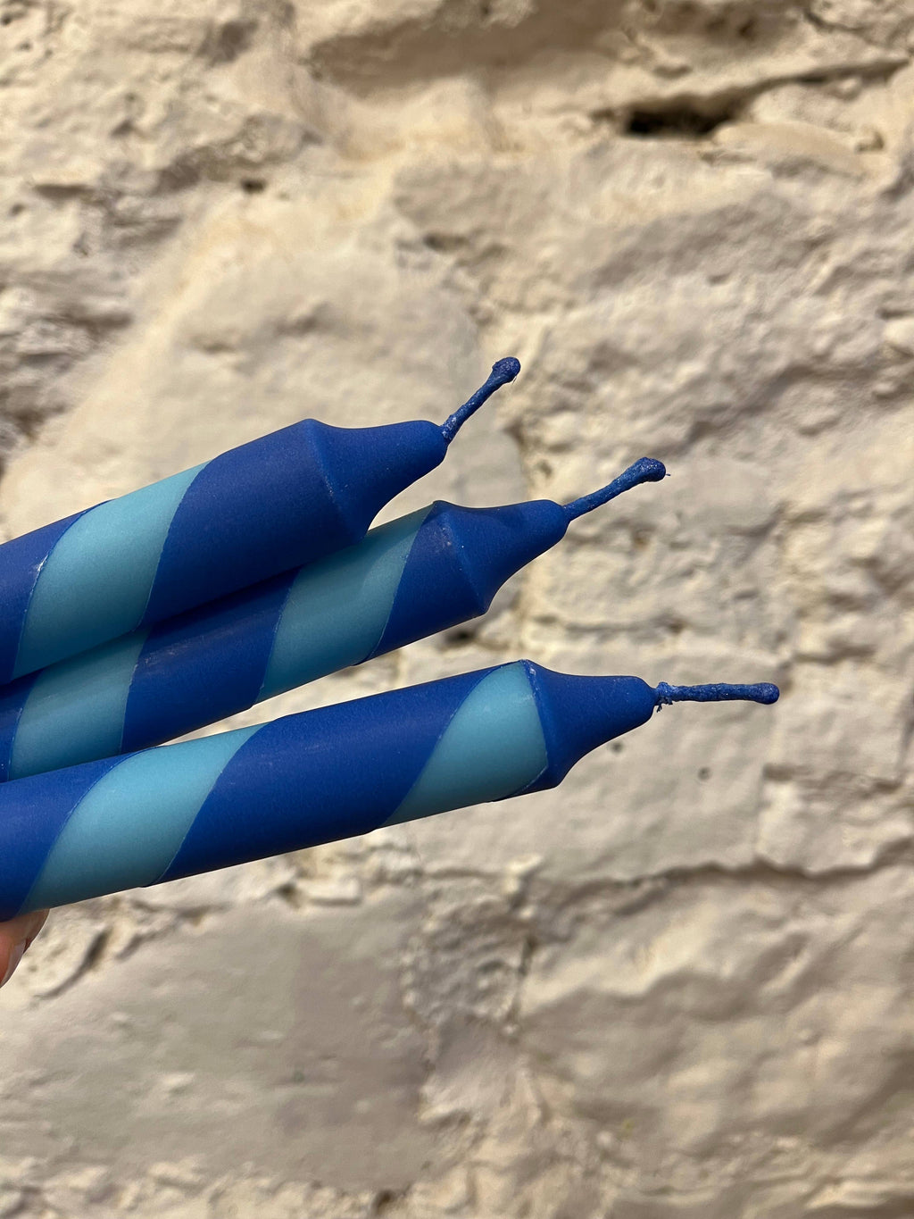 Aqua & Blue Helter Skelter Taper Candle