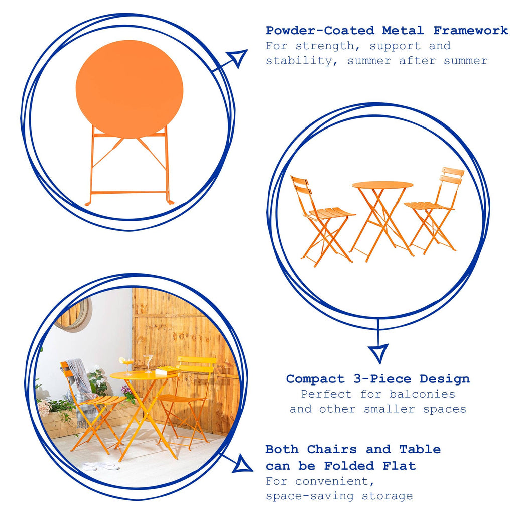 2 Seater Sussex Bistro Set - Round: Yellow