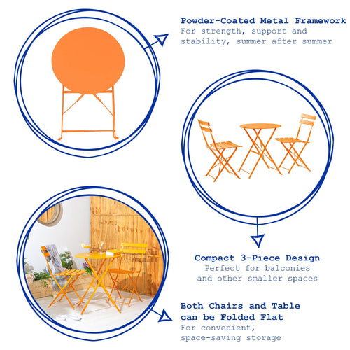 2 Seater Sussex Bistro Set - Round: Yellow