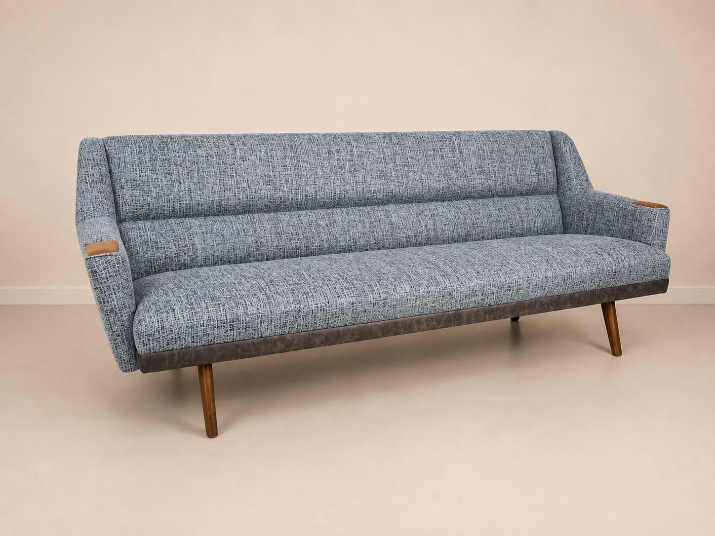 Mid Century Four Seater Settee New Upholstery Teak Paws 60s Danish