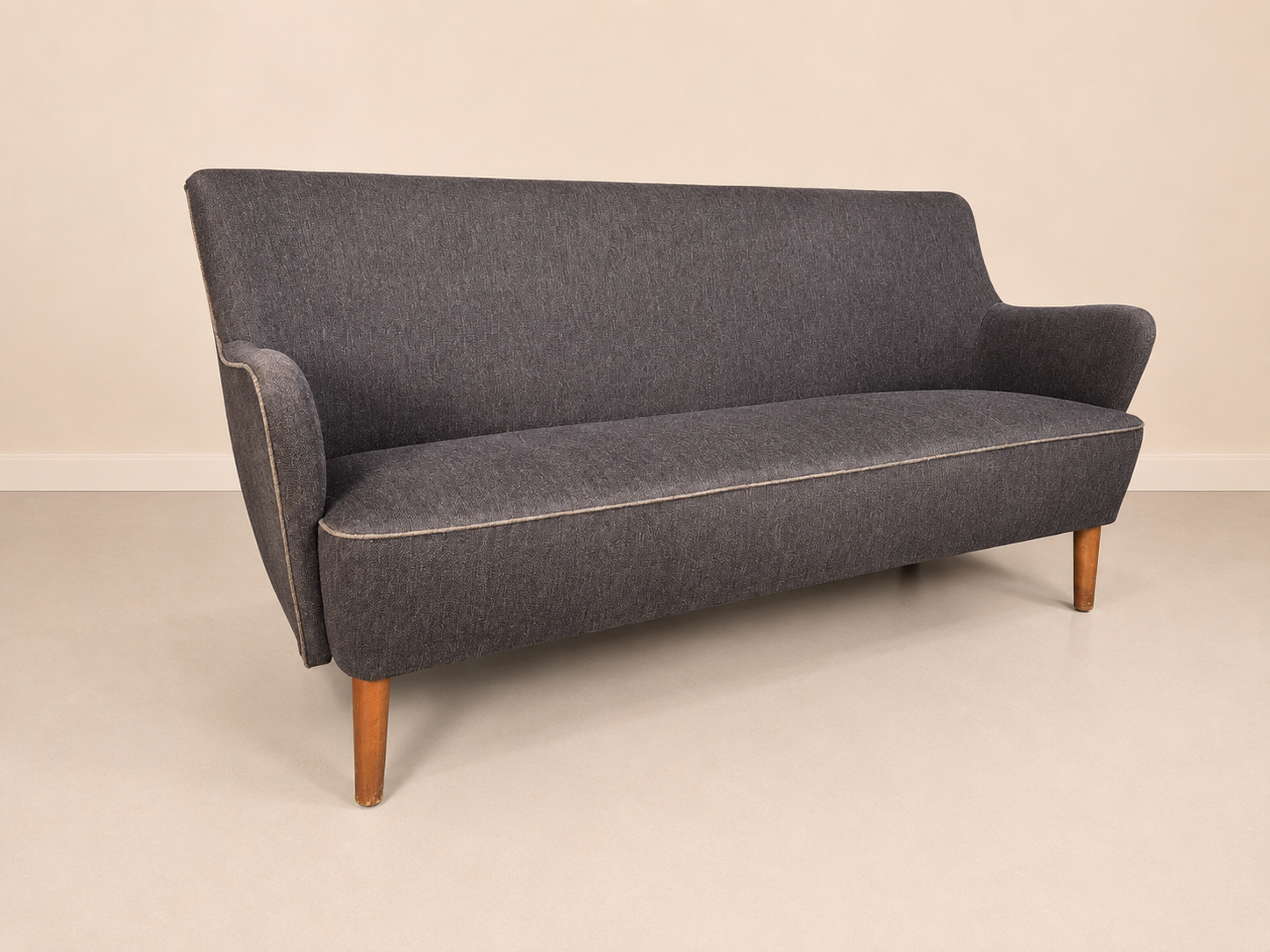 Danish 2 seat Sofa Dark Grey Mid Century Modern Retro 1950s