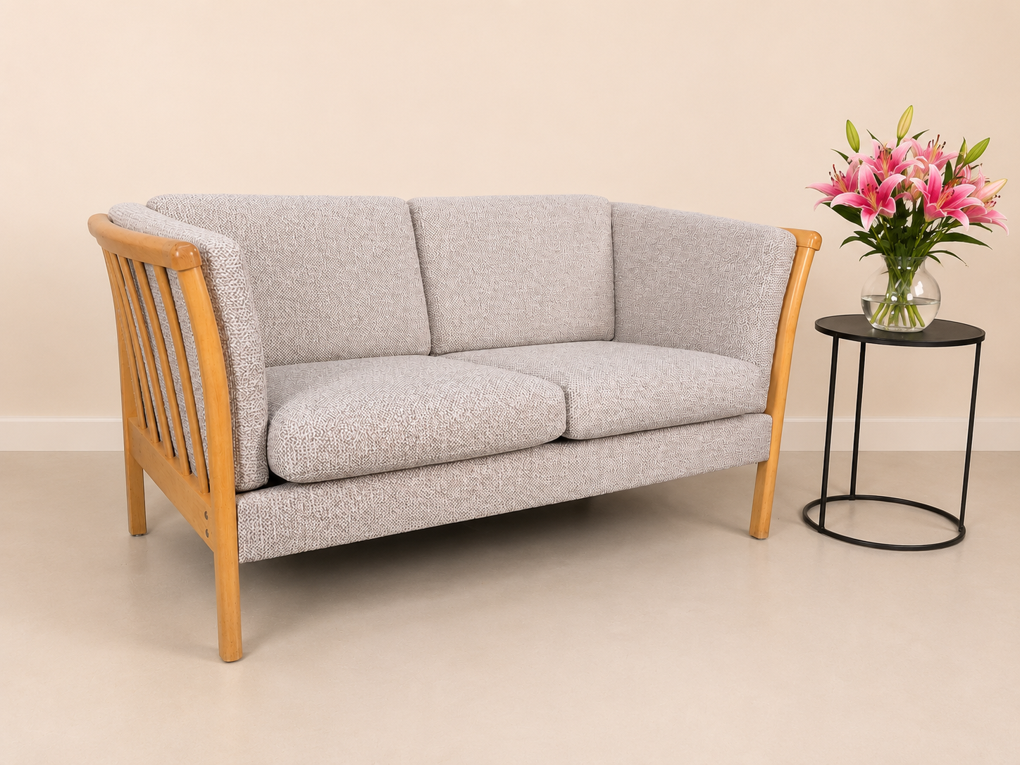 Vintage Stouby Settee New Upholstery Beech Ends 1980s